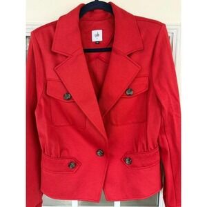 CAbi Bright Red single breasted military style Pocket Blazer Sz 8